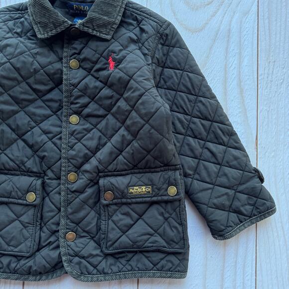 Polo Ralph Lauren Boys Toddler 3/3T Quilted Barn Jacket Corduroy Trim Black - Picture 4 of 8